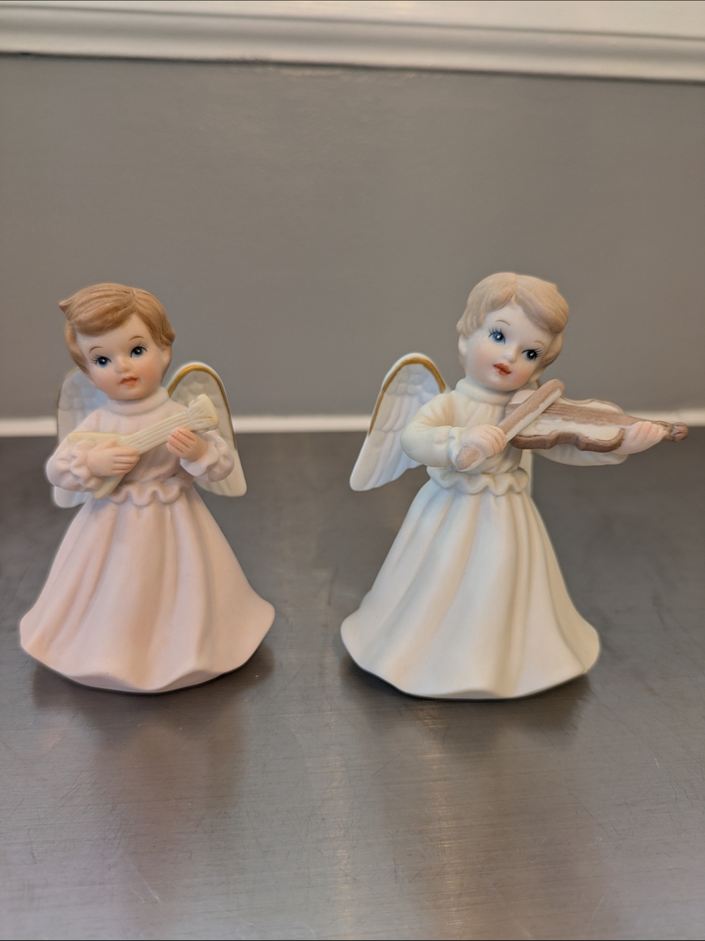 Porcelain Angel Figurines - Pink & White Set #1586